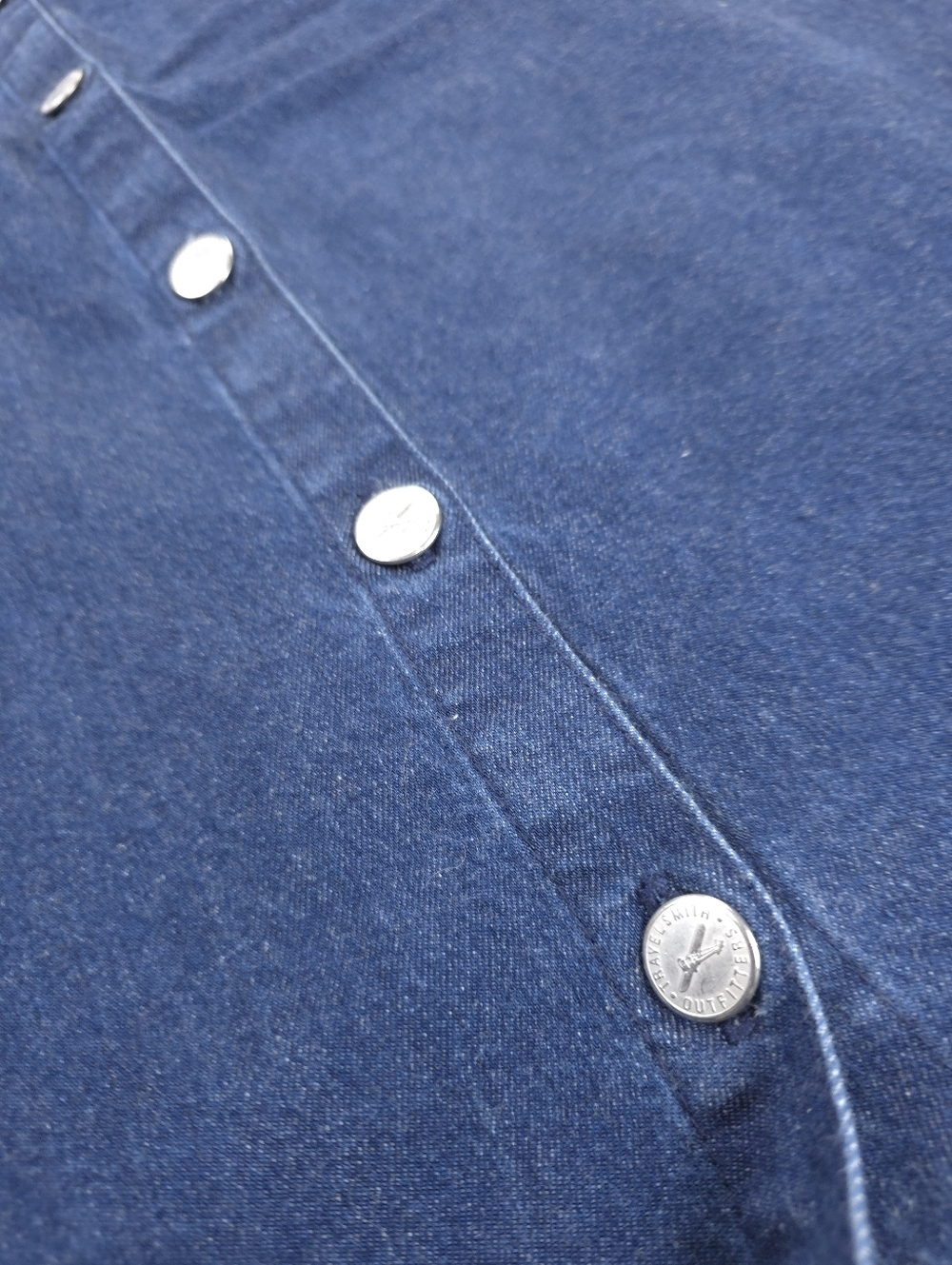 Classic Button-Front Denim Skirt - Dark Blue - Picture 4 of 12